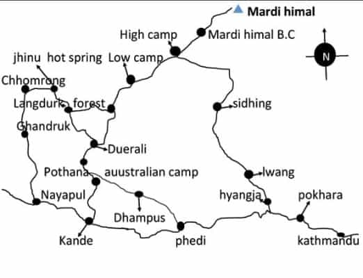 Map of Mardi Himal Trek